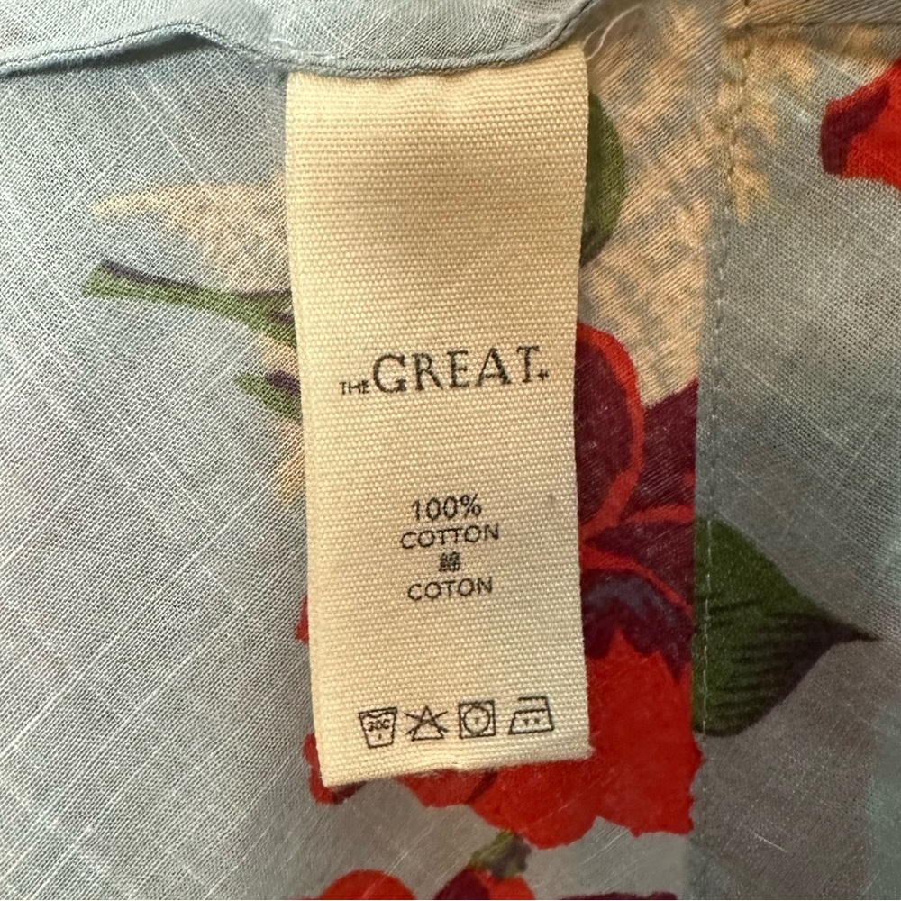 The Great Bridge Floral Midi Dress Blue Red Cotton Size 0 / XS - Picture 15 of 15
